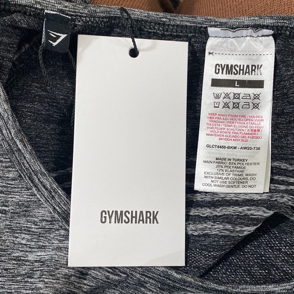 Gymshark hyper-amplify seamless long sleeve crop top in black marl size L - Picture 9 of 11